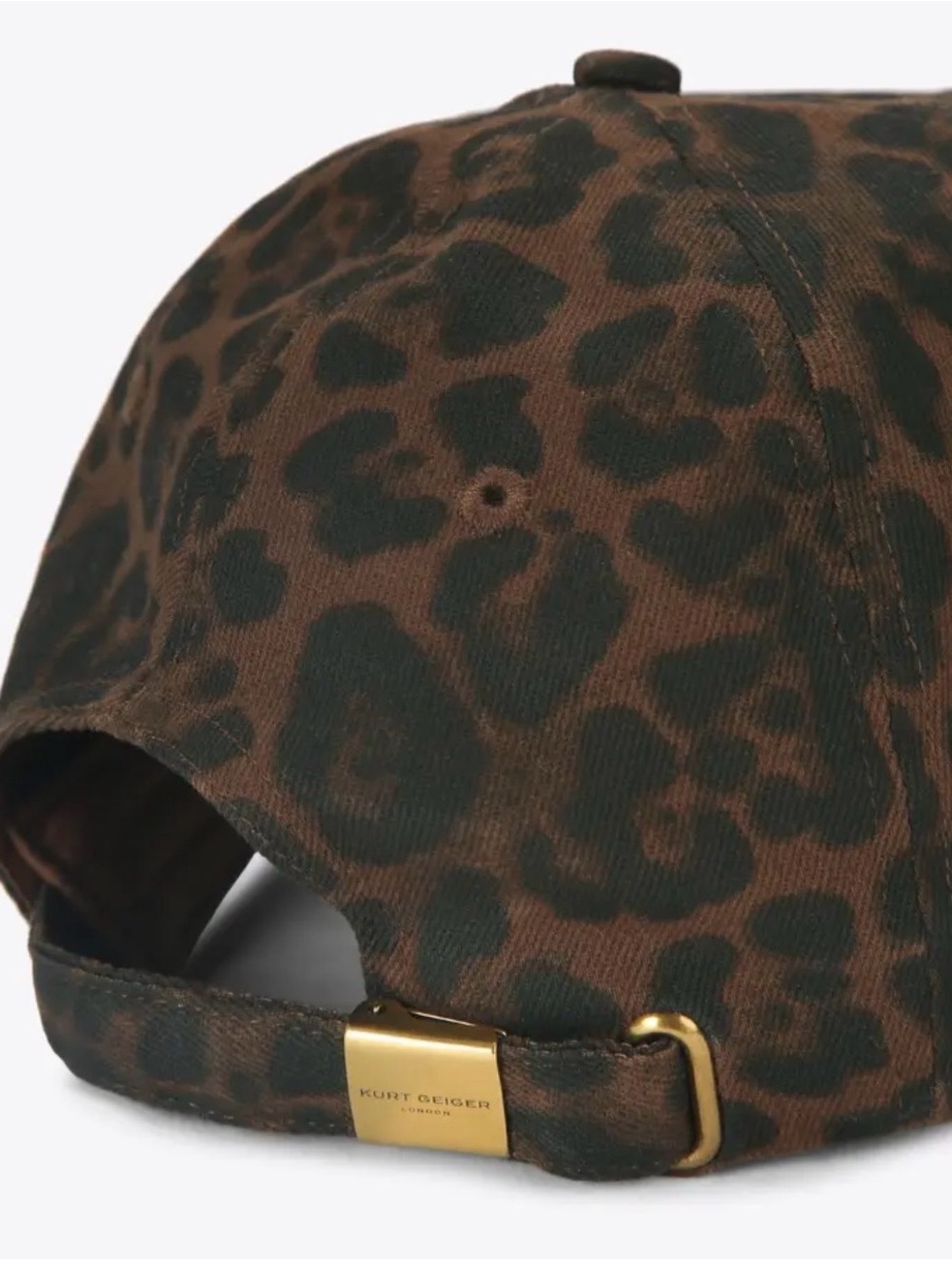 Kurt Geiger Leopard Print Brown and Black Ball Cap with Rhinestone’s/Gold Emblem - Picture 11 of 12